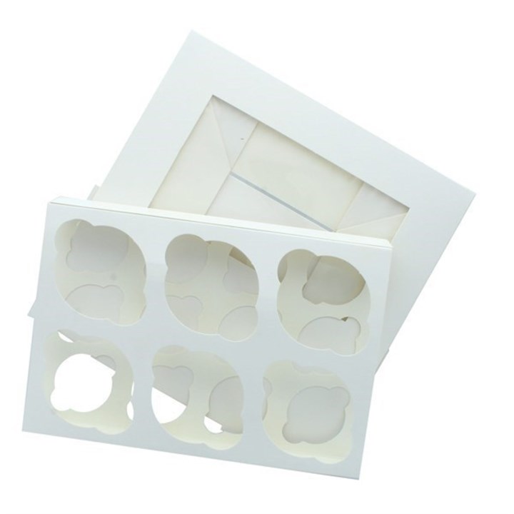 White 6 Cavity Cupcake Window Box