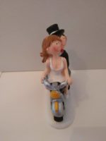 Bride and Groom on motorbike cake topper