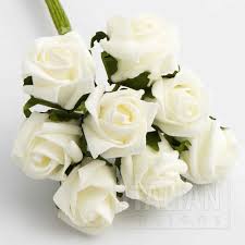 Colourfast Foam Roses 3cm Bunch of 8 – Ivory