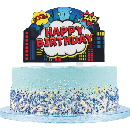 Superhero Happy Birthday Cake Decoration 160x 160mm