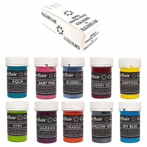 Sugarflair Pastel Paste Colours – Set of 10 (TiO2 Free)