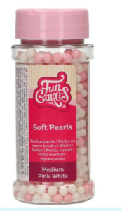 FunCakes Soft Pearls Medium Pink/White 60g