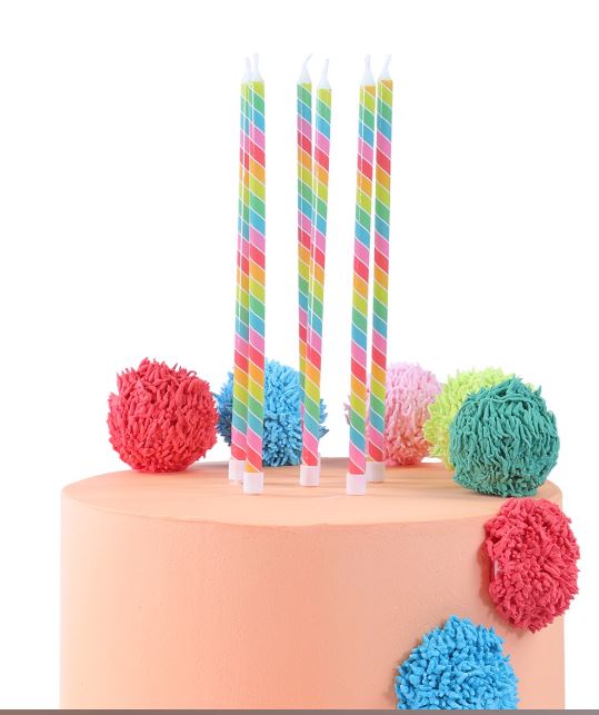 PME Rainbow Stripe Candle Pk/6