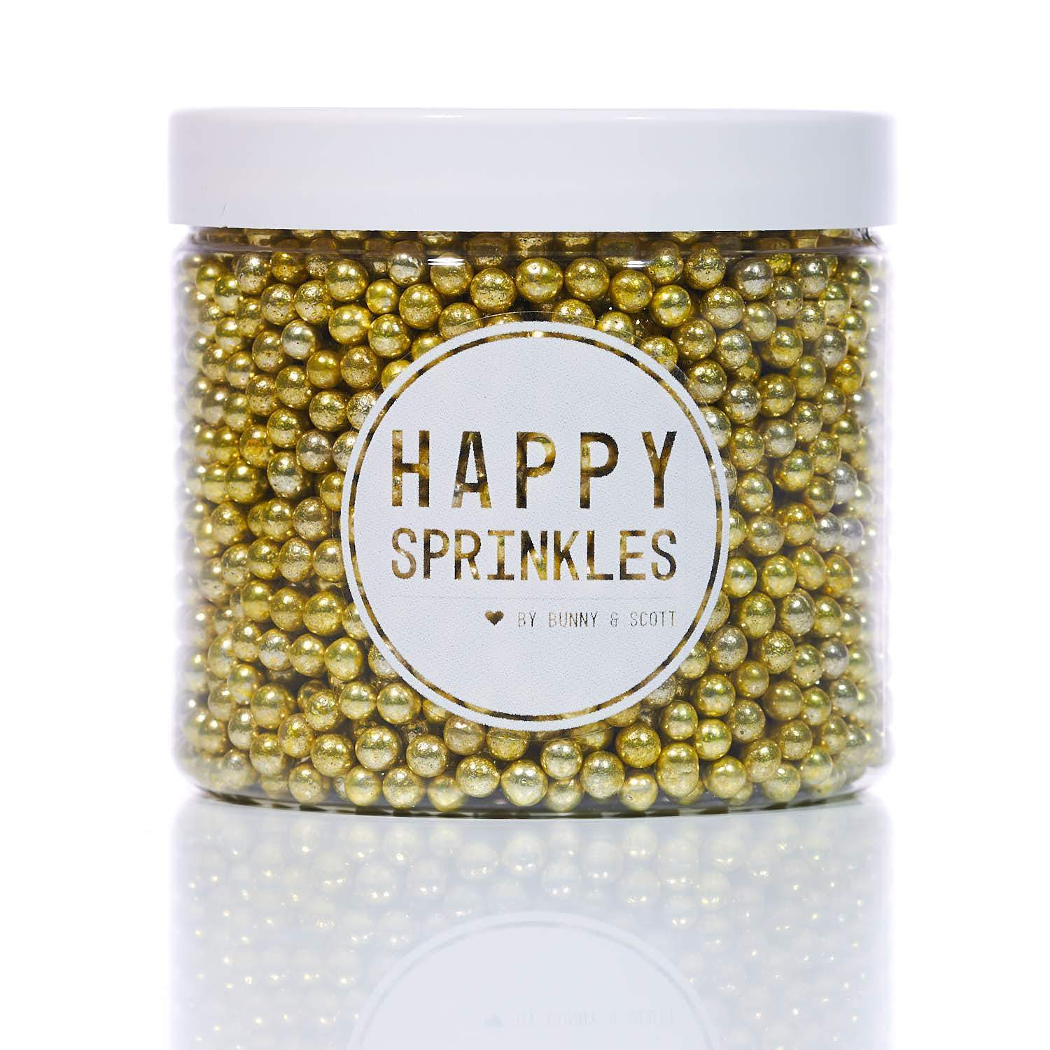Happy Sprinkles Gold Metallic Chocolate Pearls Medium 90g