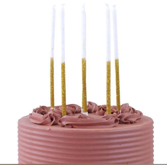 PME Gold Glitter Tall Candles PK/16