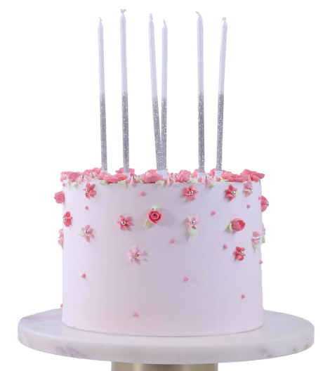 PME Silver Glitter Tall Candles PK/16