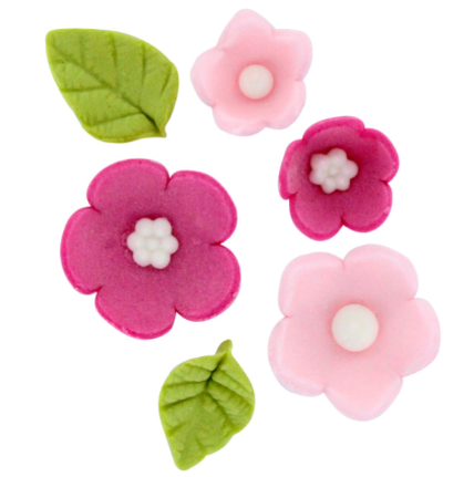 Culpitt Pink Flower And Leaves – 16 Pieces