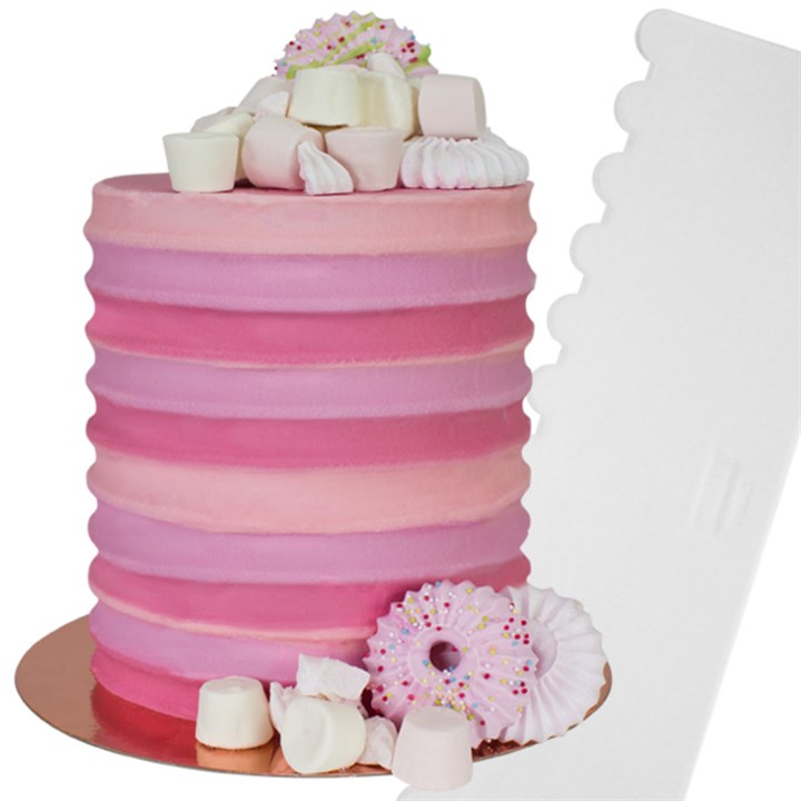 PME Tall Acrylic Patterned Edge Scraper – Ribbed 10″