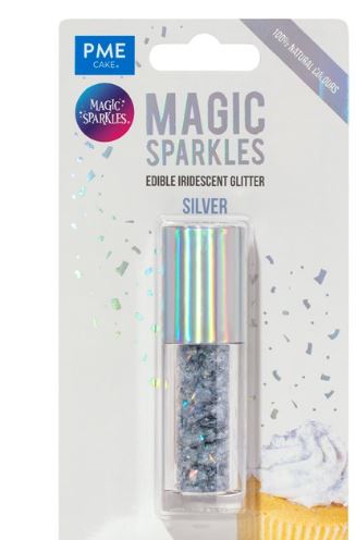 Magic Sparkles, Edible Iridescent Glitter –  Silver (3g)