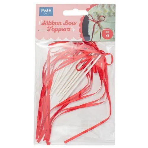 PME Ribbon Bow Cake Toppers Pk/8 – Red