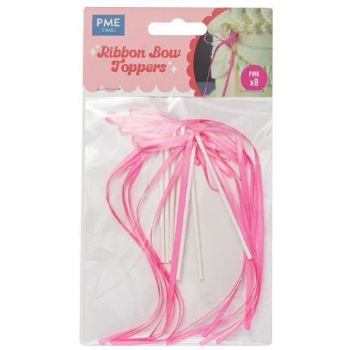 PME Ribbon Bow Cake Toppers Pk/8 – Pink