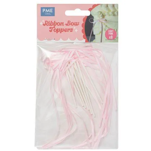 PME Ribbon Bow Cake Toppers Pk/8 – Light Pink