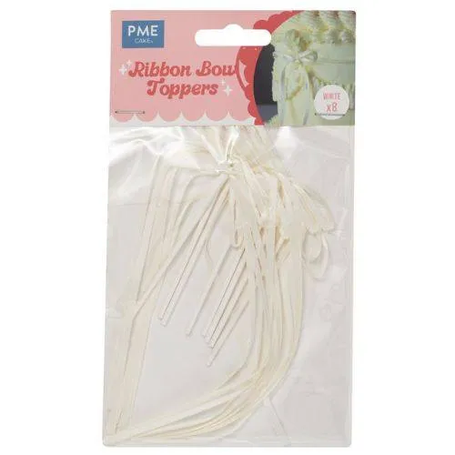 PME Ribbon Bow Cake Toppers Pk/8 – White