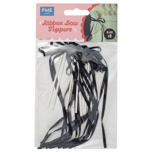PME Ribbon Bow Cake Toppers Pk/8 – Black