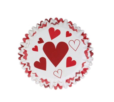 Red Hearts Foil-lined Cupcake Cases Pk/30