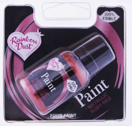Rainbow Dust Edible Metallic Food Paints – Metallic Ruby Red